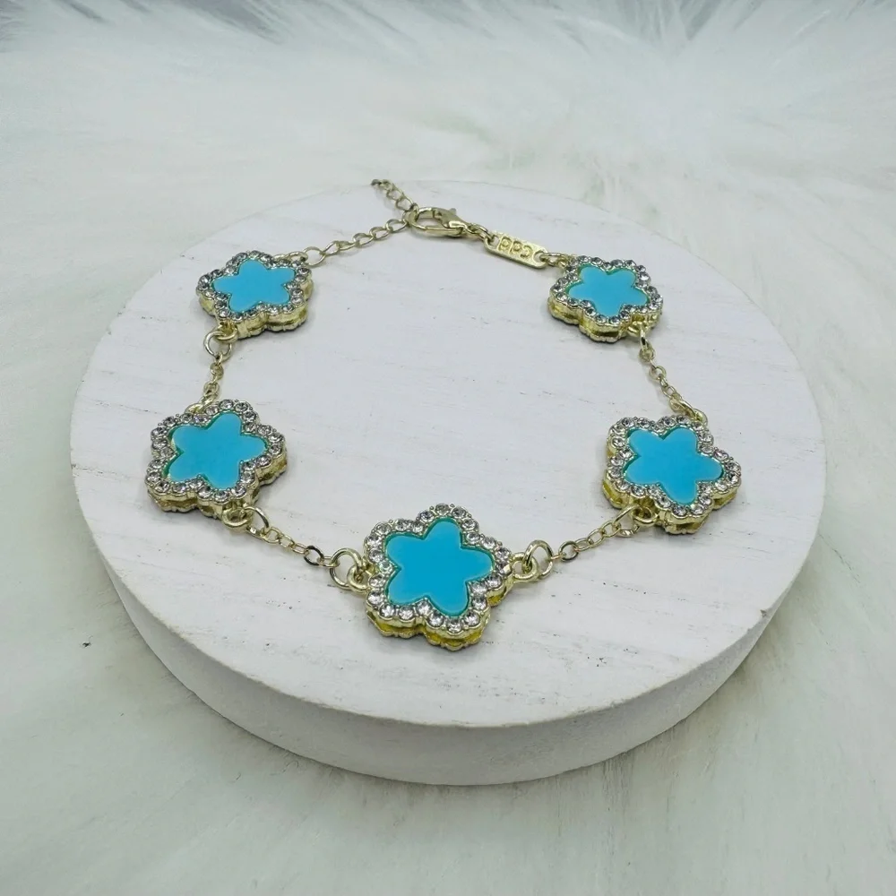 Camille Flower Bracelet in Blue